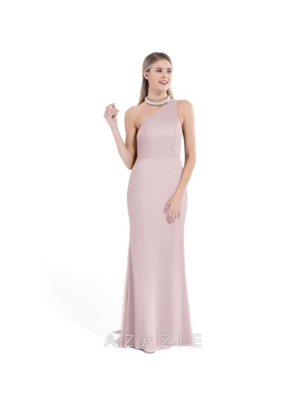 Azazie One-Shoulder Gray Evening Gown